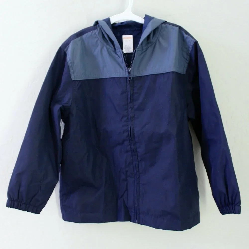 Gymboree Blue & Gray Full Zip Hooded Windbreaker Size S (5-6)